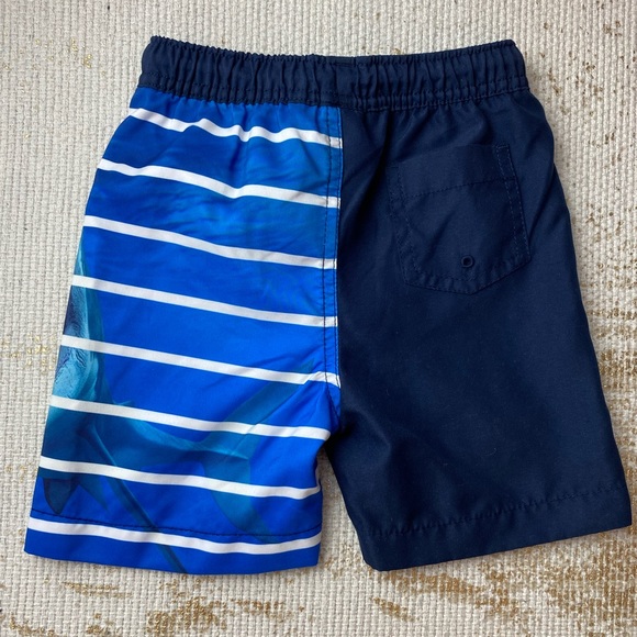 LANDS END Boys Navy Shark Swim Trunks | Size 4T - Picture 4 of 5